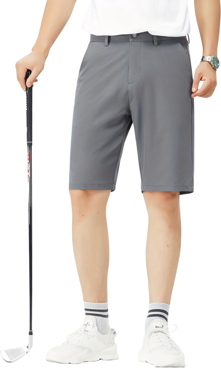 Currero Korte Broek Heren Golfbroek Spijkerbroek met Zakken Volwassenen Jongens Shorts Donkergrijs /XL