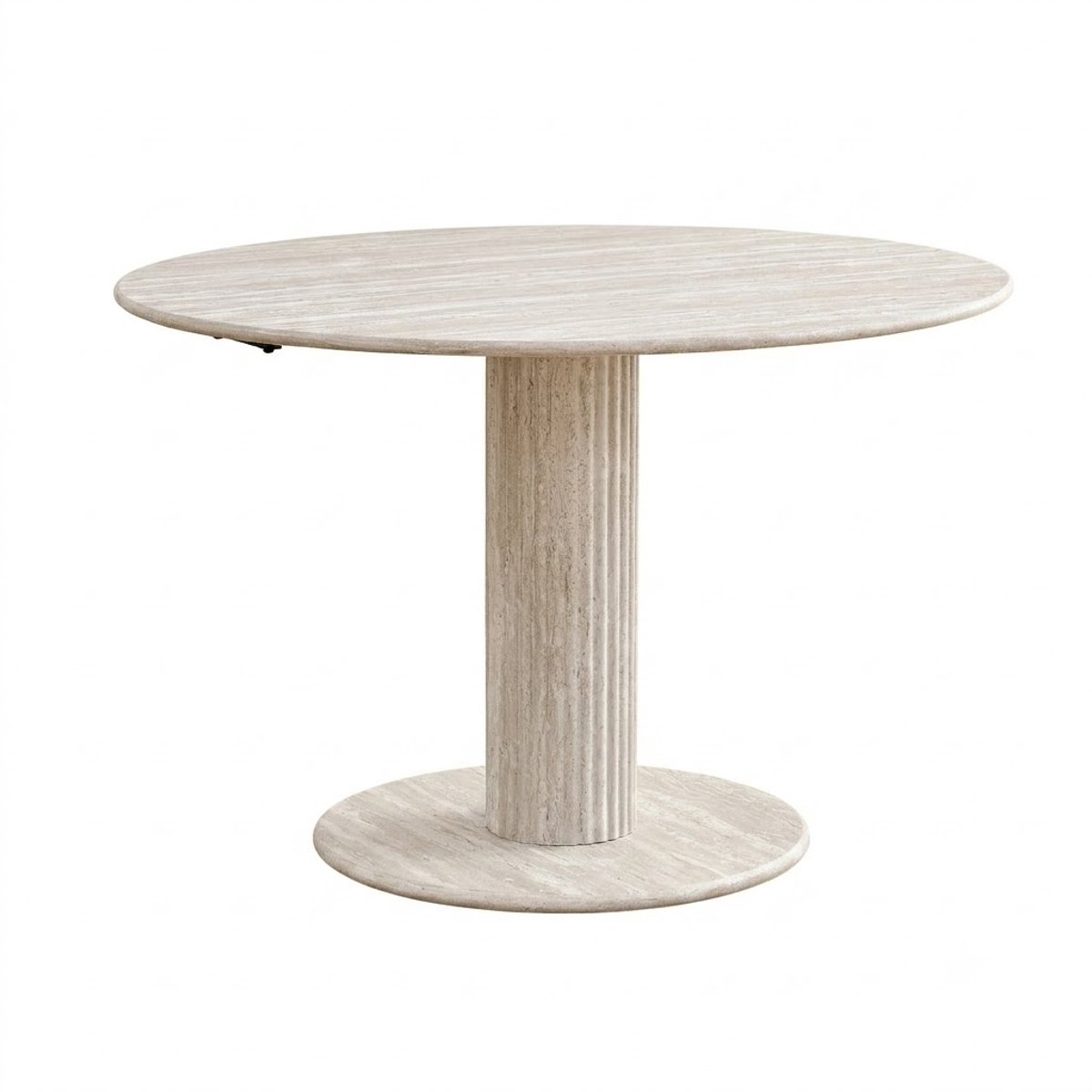VIEMAE Tafel - Eettafel - Eettafel rond - Scandinavisch - Japandi - Massief hout - Marmer look - H 75cm Ø 115cm - 1 poot - Grijs