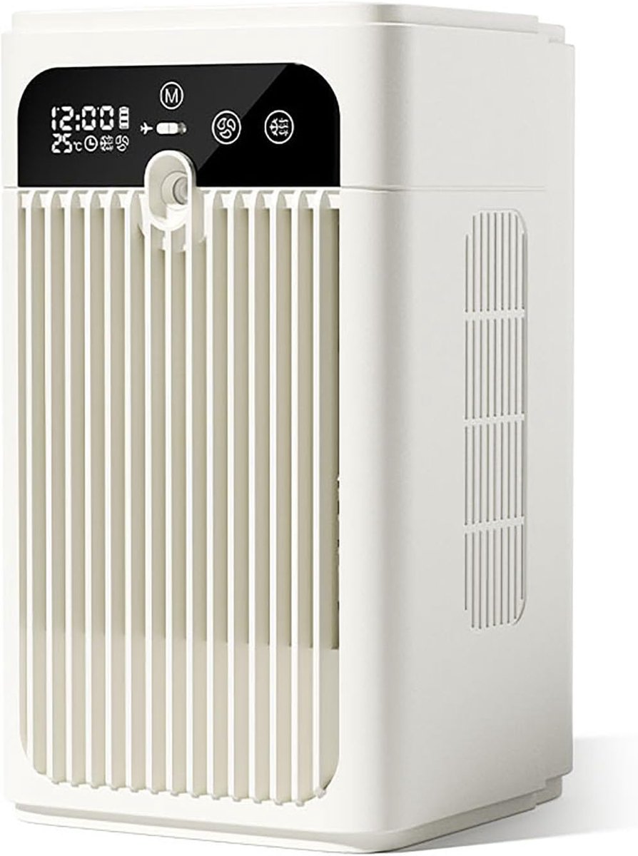Draagbare airco met luchtbevochtiger – Persoonlijke verdampingskoeler met ventilator, timer, nevelstand, fluisterstille werking en oplaadbare accu (wit) – Geschikt voor slaapkamer, kantoor en camping