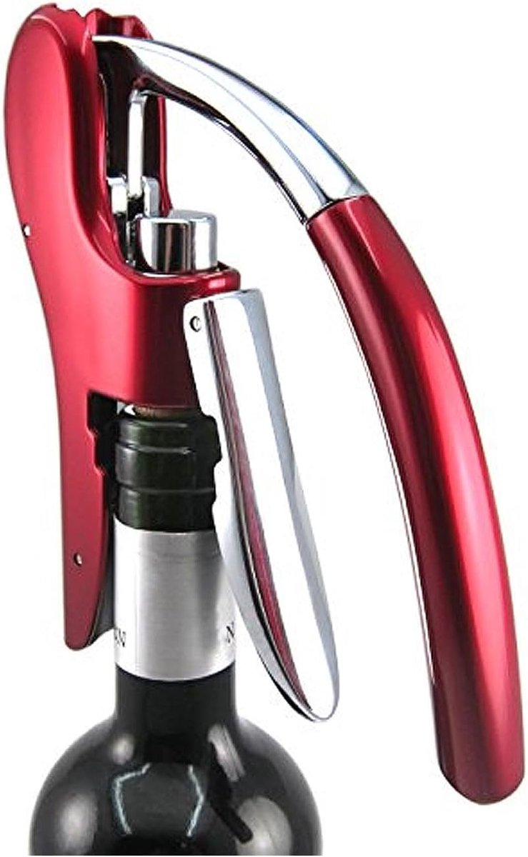 Kurkentrekker Wijn - Flesopener - Ergonomisch Ontworpen - Rood