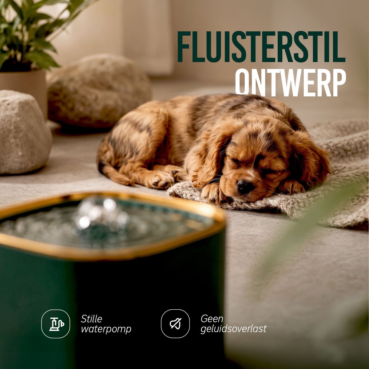 ZoeZo Drinkfontein Kat en Hond - Waterfontein - Kattenfontein - Waterdispenser - Waterbak - Automatisch - Met Filter - 3L - Fluisterstil - Groen en Goud thumbnail 5