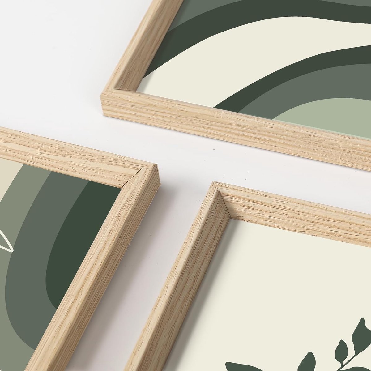Canvas Muurkunst Ingelijst, Set van 3 Boho Abstract Geometrisch Canvas Foto's, Donkergroen Minimalistisch Botanisch Schilderij voor Woonkamer Slaapkamer Huis Muurdecoratie 30x40cmx3 — cadeau in Wonen & Interieur - foto 4