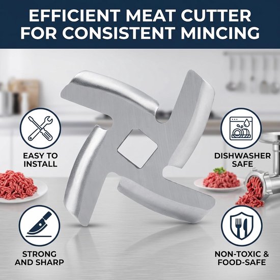 Kitchen Aid Vleesmolen Bevestiging 46mm, Vleesbreker Mincer Plaatsnijder Onderdelen voor Keuken Voedselmolen, Vaatwasmachinebestendig Scherp Mes Bevestiging voor Elektrische en (46 mm lang, van Kitchen Aid — afbeelding 3