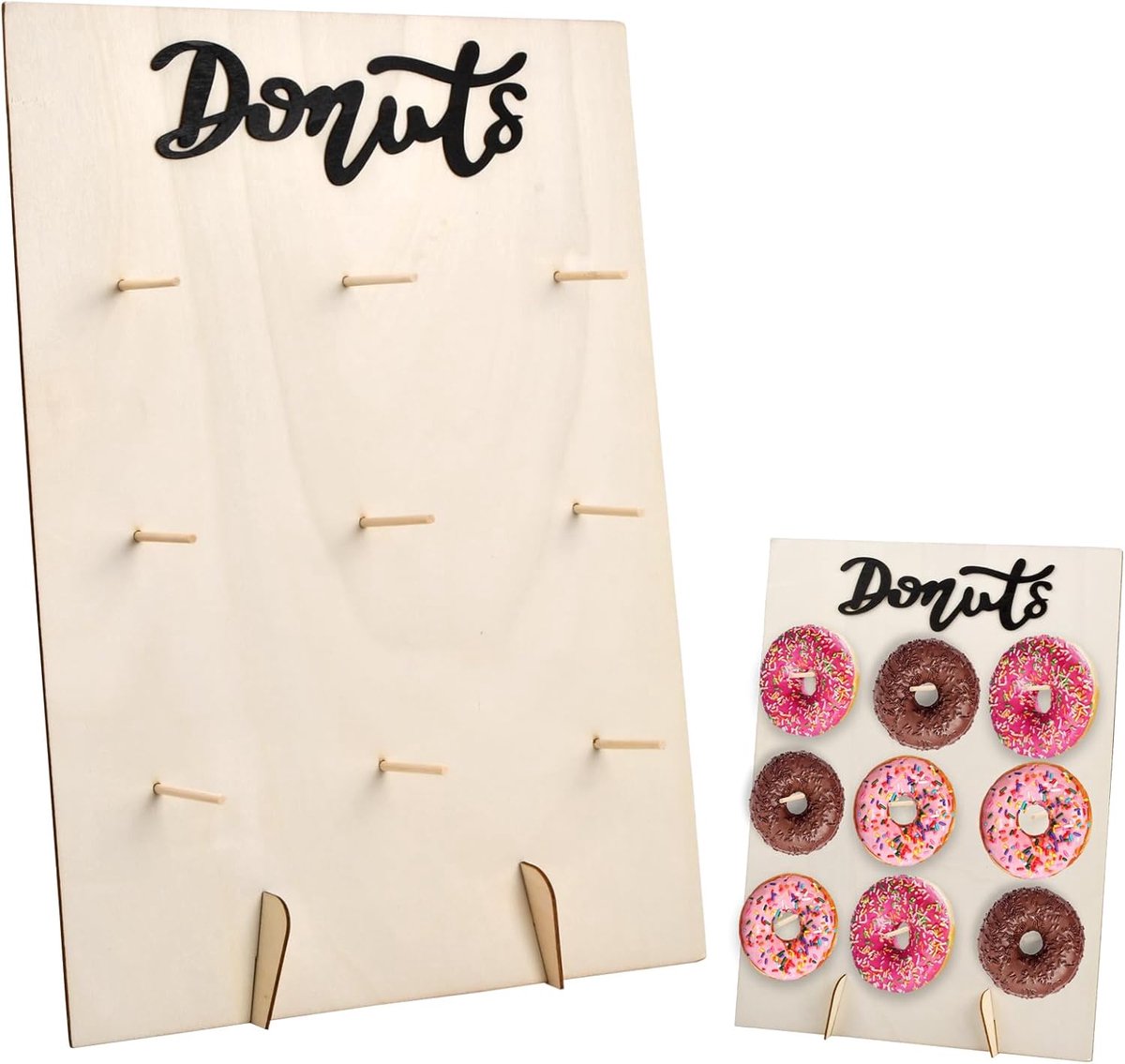 volumoon Donutwand, donutstandaard, houten donutstandaard, donuthouder, donuthouder, donutwand, donutstandaard, donutstandaard, donutstandaard, donutdecoratie voor bruiloften, verjaardagen en jubilea,