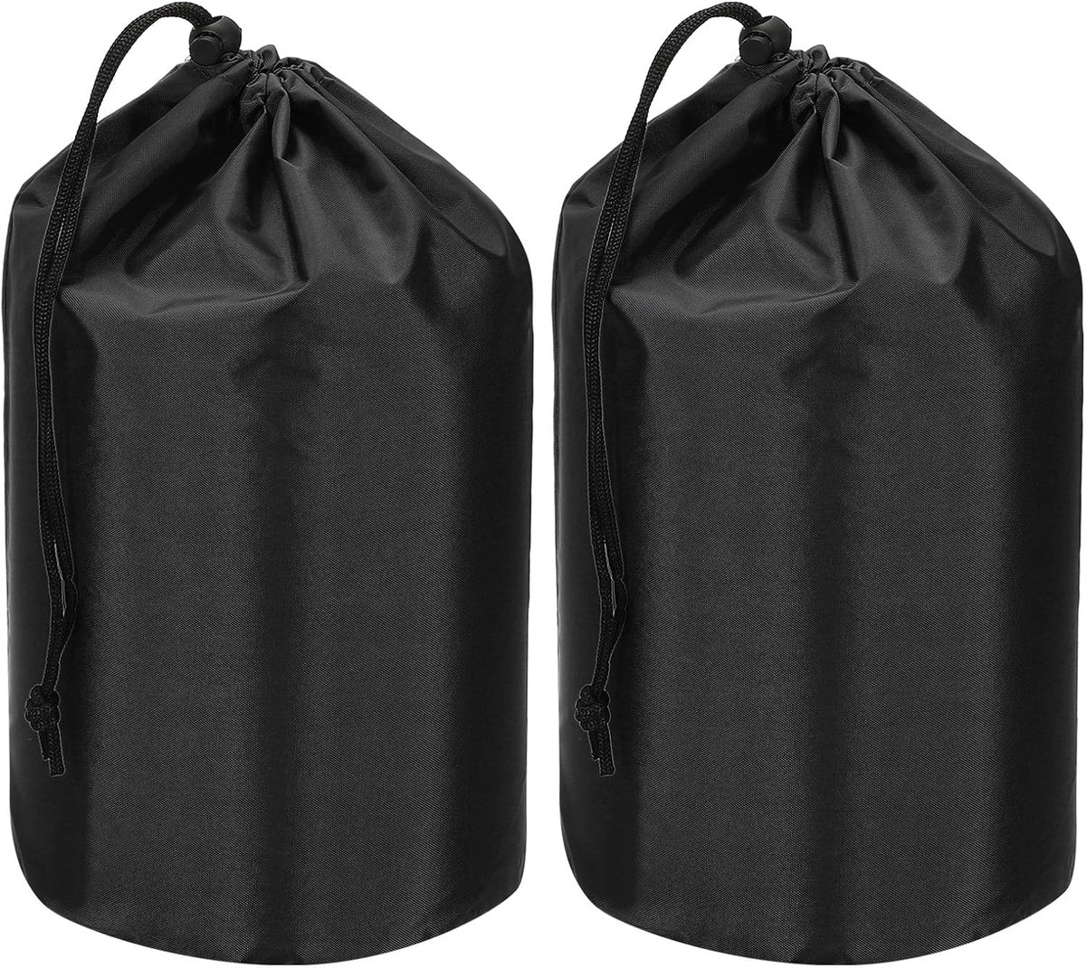 Stuff Sack, 2 stuks 20 x 47 cm waterdichte outdoor opbergzak draagbare trekkoord stofflap tas lichtgewicht slaapzak voor kamperen wandelen reizen, zwart