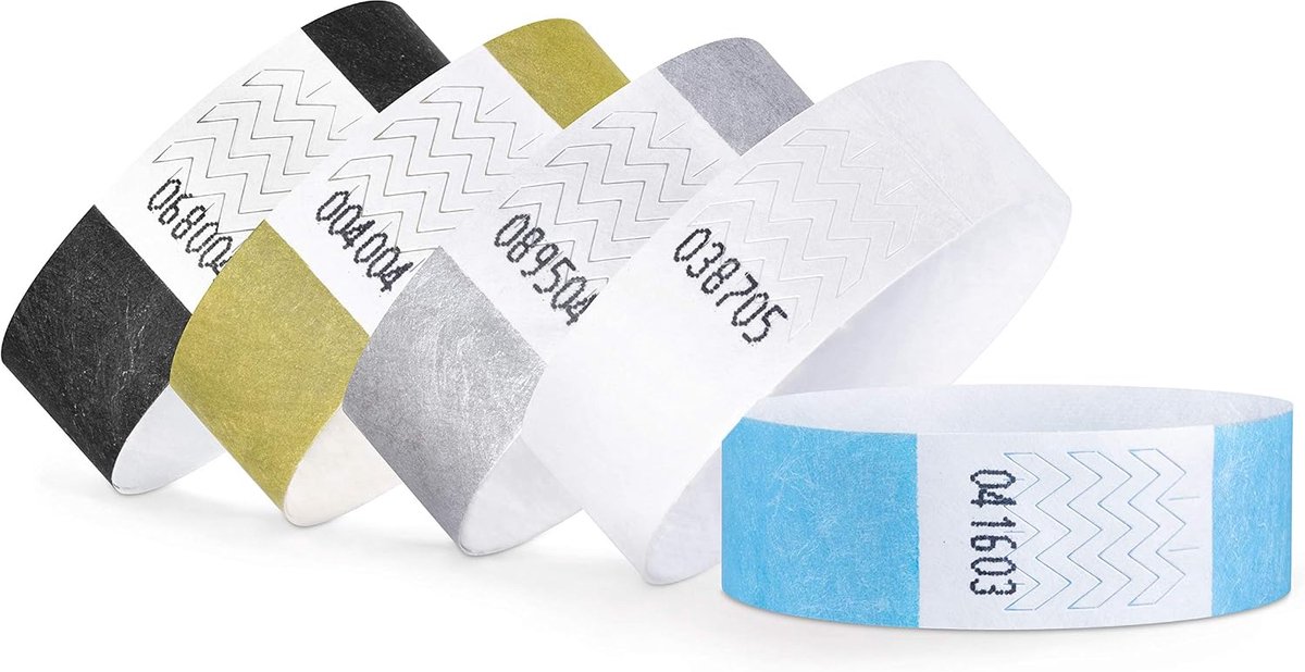 100 stuks polsbandjes onbedrukt 19 x 254 mm, Basic Pack (5 x 20 stuks)