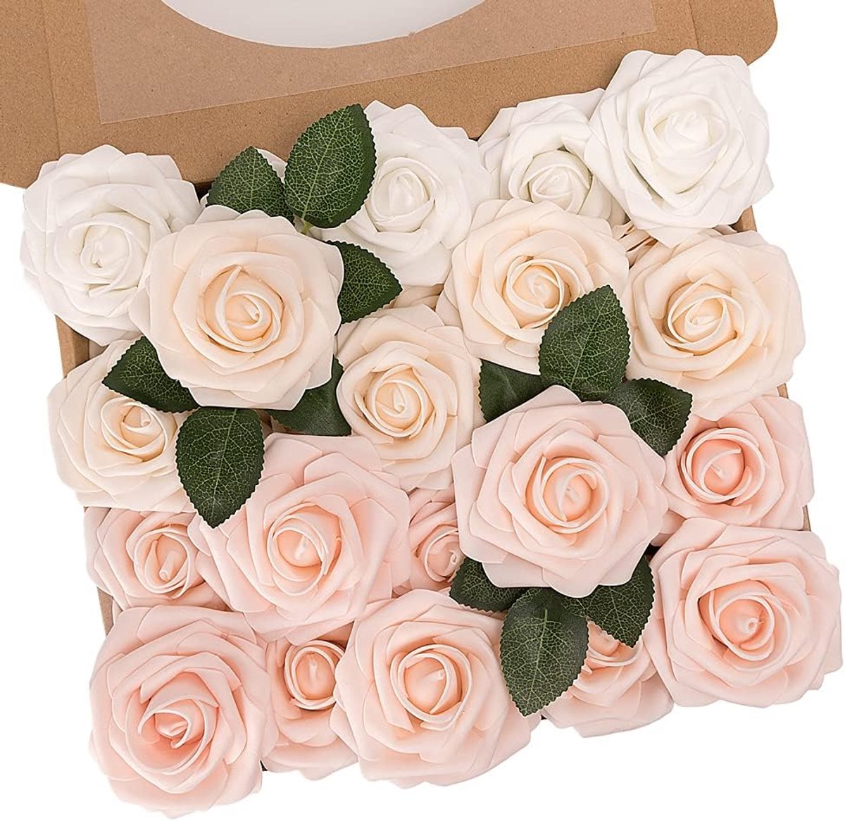 Kunstbloemen, 25 stuks neproze bloemen, perzikroze rozen voor doe-het-zelf bruiloftsboeketten tafelmiddelen, bruidsdouche, feest, thuis, bloemstuk, decoraties