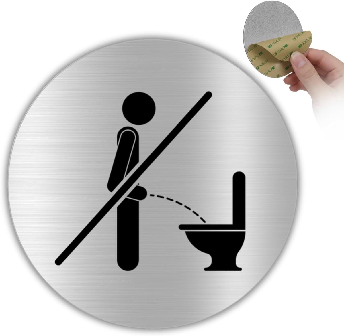 Verboden te Urineren Bord - Ø 10 cm - Aluminium - Hygiënegebied WC | Plaat Wildplassen, Aanduiding Urineren Niet Toegestaan, Wandbord Openbaar Plassen, Zelfklever Schone Sanitaire Zone