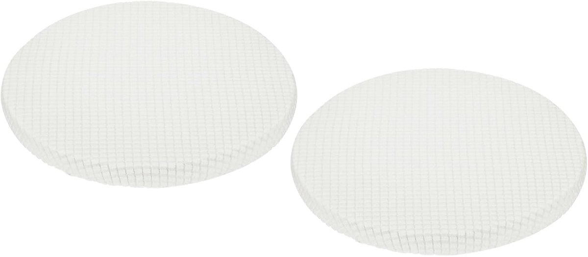 Krukhoezen, set van 2, ronde barkrukken met elastische banden, diameter 11-16 inch, ronde zitkussens voor stoelen, krukhoezen, wit