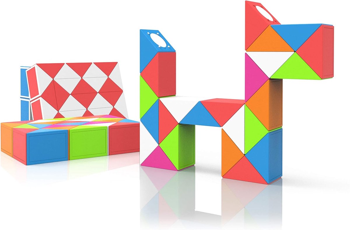 Magic Snake met 24 Segmenten, 3D Magische Slang Kubus - Puzzle Games IQ Toy voor Kinderen en Volwassenen - 1 Pack (24 Segmenten, Regenboog)