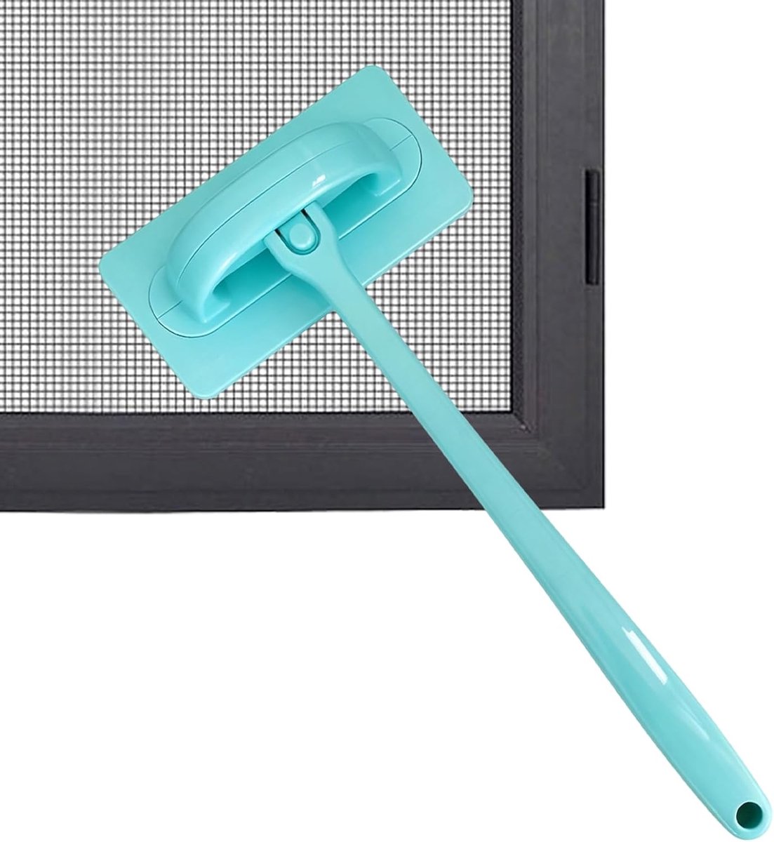 Reinigingsborstel voor raamrooster: kunststof ABS en wegwerpstof, vliegengaas, reinigingsborstel, blauwgroen, raamreiniger, borstel, nat- en droogfunctie, voor het reinigen van ramen