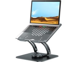 laptopstandaard, Tounee verstelbare computerstandaard met 360 roterende draaibaar, ergonomische laptop stijgcomputer bureauhouder -grijs