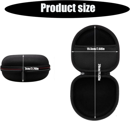 Eva hoofdtelefoon-beschermhoes voor Beats Headphones, 19,5 x 29 cm, zwart, met netvak en zachte pluche voering van eva — afbeelding 4