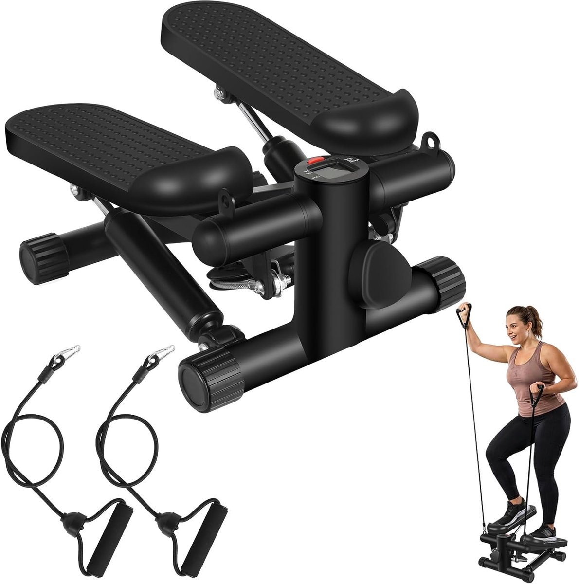 Mini-stepper verstelbare weerstandstrap - LCD-monitor - antislip pedalen - effectieve cardiotraining voor thuis - ShopVlot