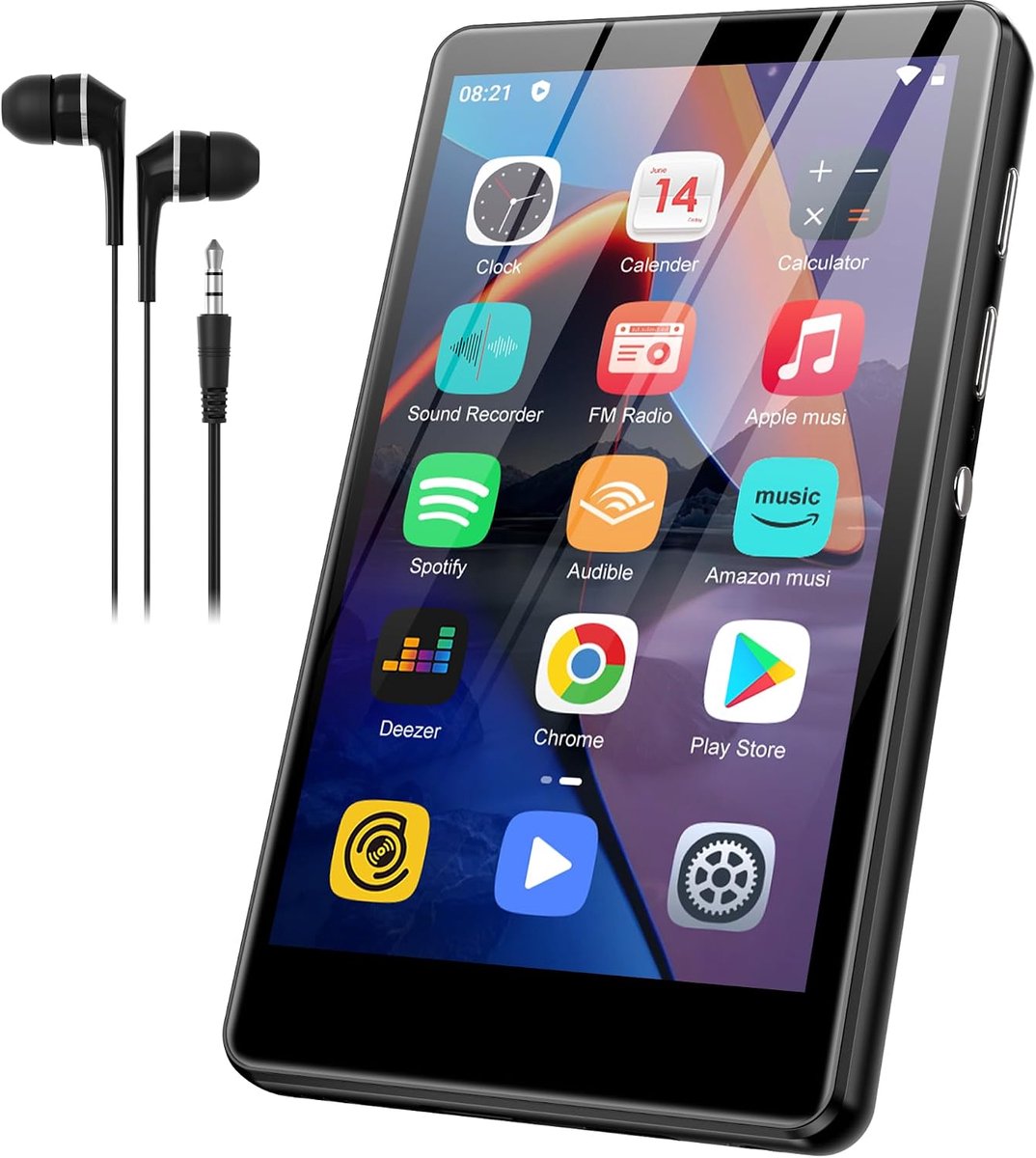 MP3- en MP4-speler, 4,0 inch touchscreen met Bluetooth en wifi, ondersteunt Spotify, Pandora, Amazon Music, Libby, Audible en browser, geheugen uitbreidbaar tot 1 TB, zwart