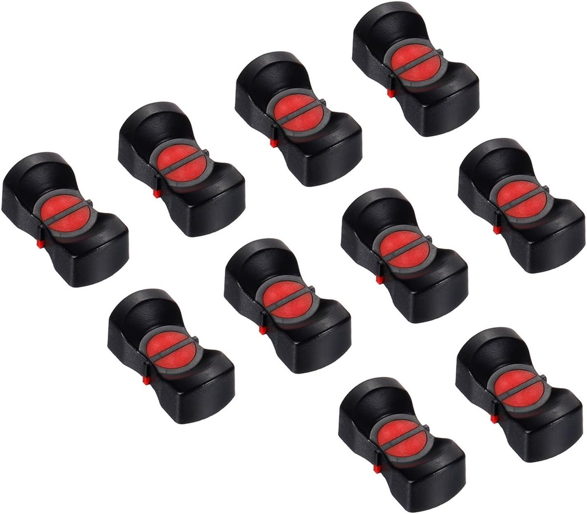 24,5 x 12 x 9 mm mengpaneel schuifregelaar fader draaiknop dop sensorische schuif inschuifas ABS zwart rood voor draaischakelaar pak van 10
