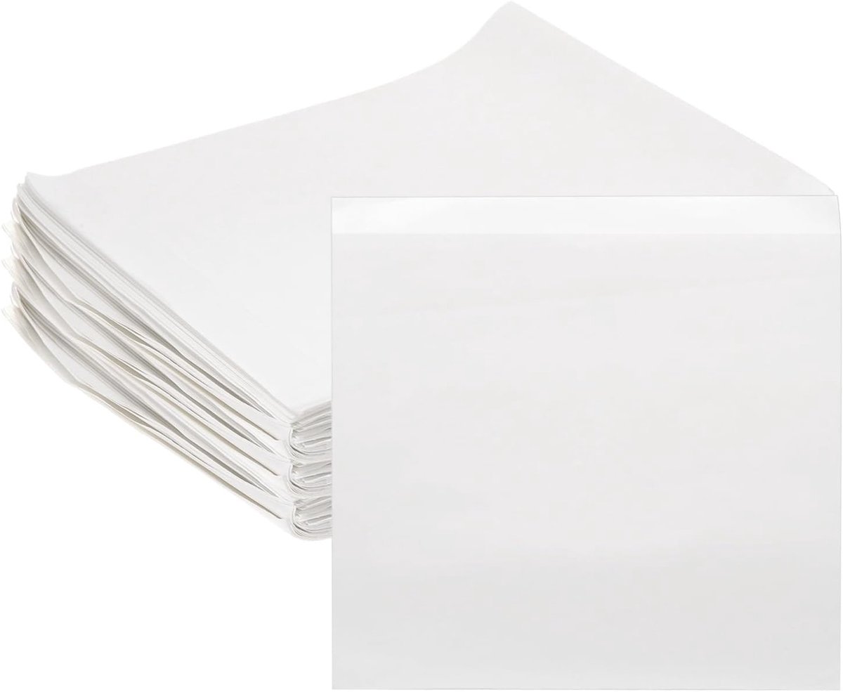 100 stuks sandwichzakken van onbehandeld papier, 14 x 14 cm, anti-vet papier, koekjeszakjes, papieren snackzakjes, lunchtas voor thuis, bakkerij, winkel, brood, wit
