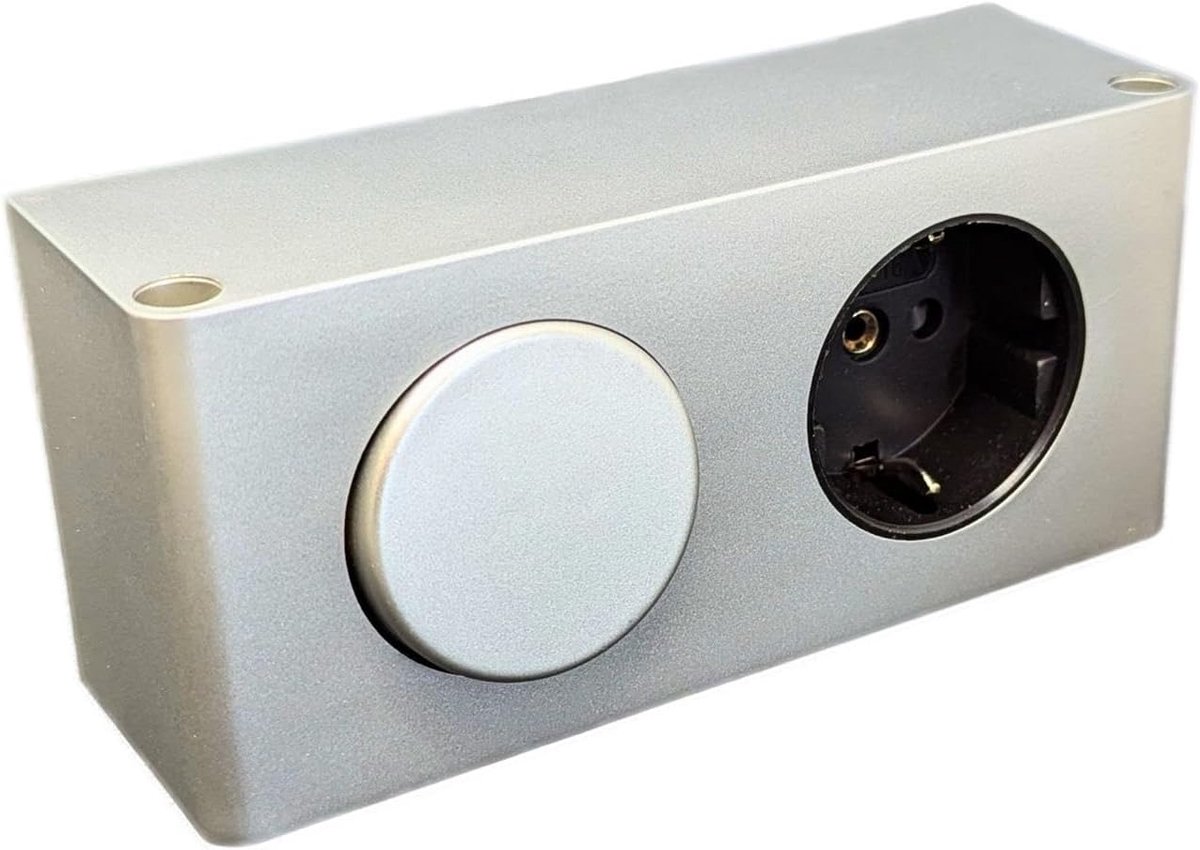 MiniBox 1x Schuko wandcontactdoos + 1x schakelaar Tafelcontactdoos zilver I Wandcontactdoos met 230V max. 3600W I Afmeting 140 x 63 x 45mm Ideaal voor opbouw of opbouw.