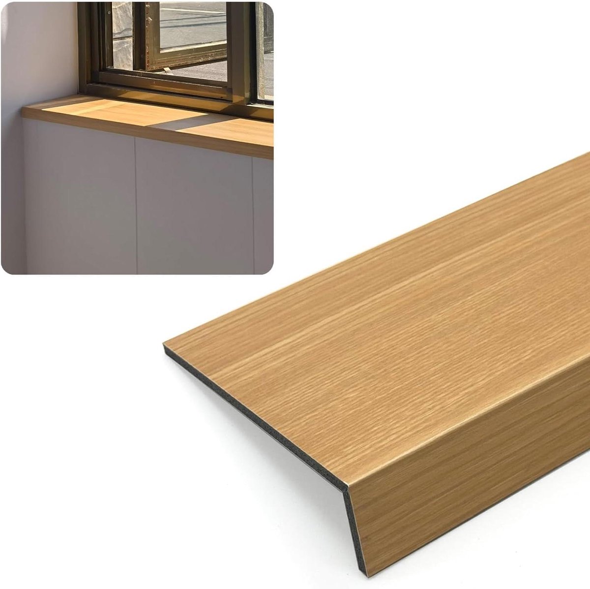 Vensterbank Afwerking - Vensterbank Beschermer - Vensterbank Beschermen - Eikenhout Nerf Motief - 60x12cm - Naturel