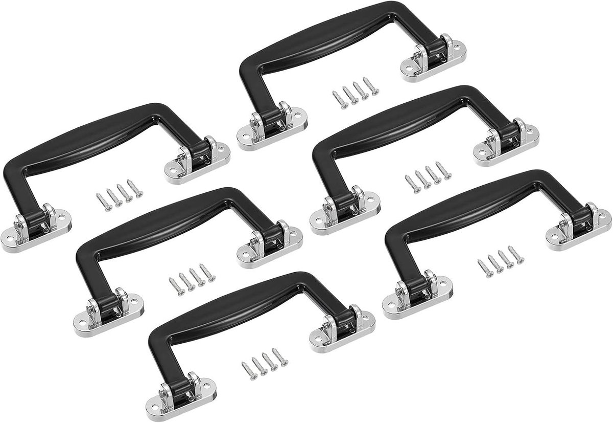 Bagagrepen, 6 stuks, 130 mm, kunststof trekgreep, koffer, vervangende handgrepen met schroeven, voor koffer, koffer, gereedschapskoffer, zwart