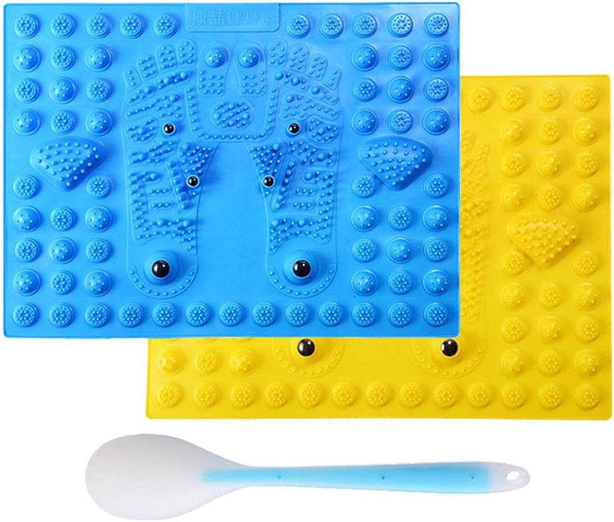Voetdrukpunt Massager - Voetreflexologiemat Massagekussen - Voetverzorging Ontspanning - 6 Magneten Verhoogd Ontwerp - 36.5 x 29.3 x 2.7 cm