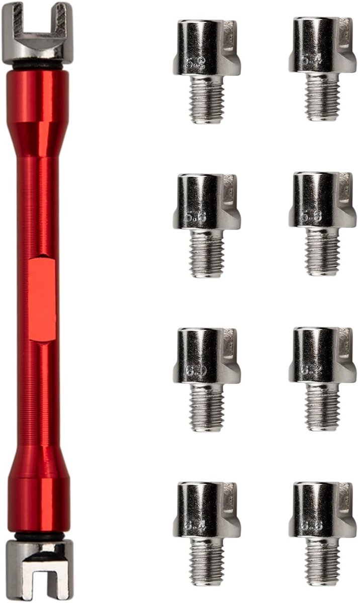 spaaksleutel, CNC-sleutelset, momentsleutels van 5,0-6,8 lengte, vervangende spaaksleutelset van 93 mm, verpakking voor de meeste motorfietsen (rood)
