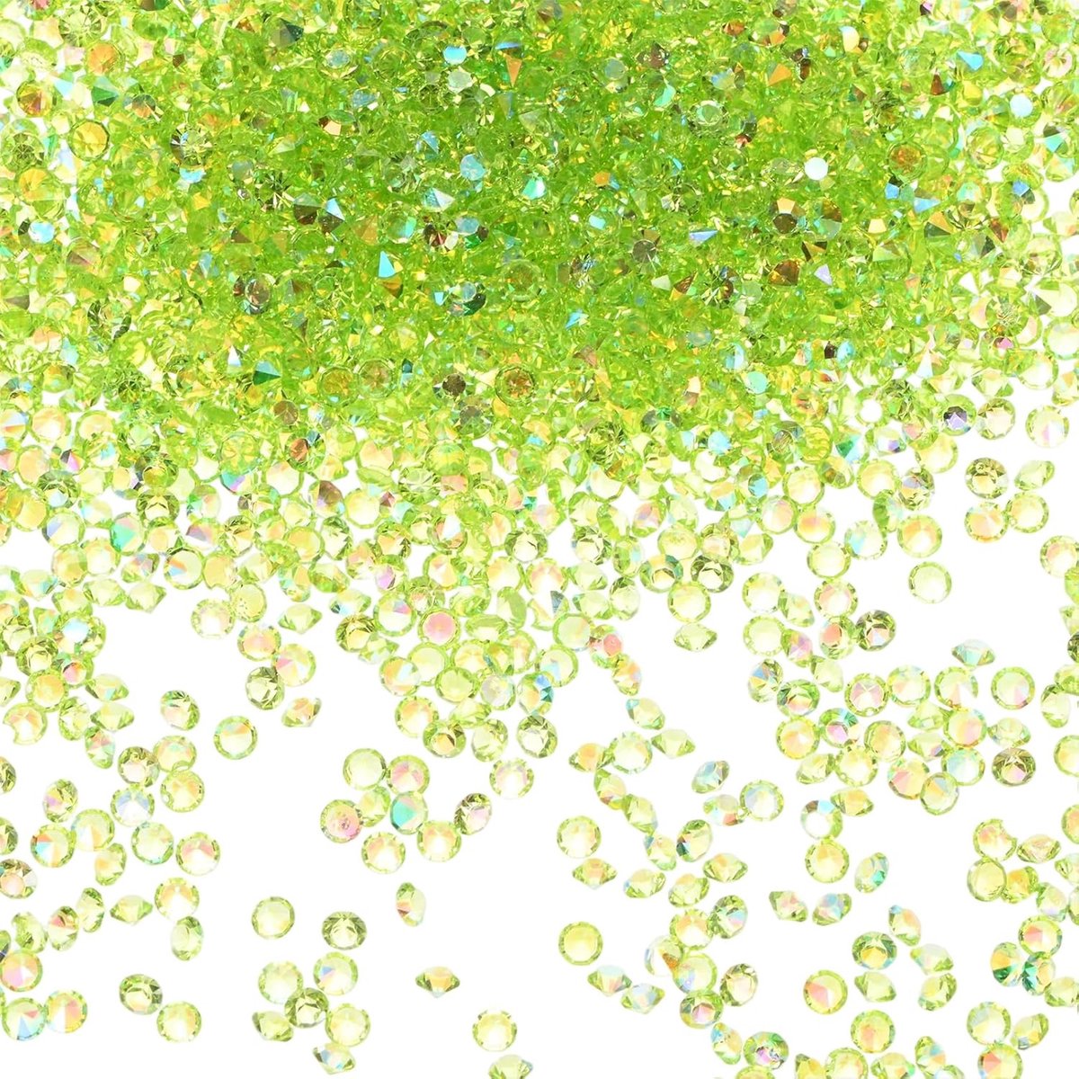 METERXITY 14400 stuks acryl diamanten, 0,12 inch/3 mm bruiloft tafel strooi confetti kristallen voor vaasvullers/kunstambacht, acryl diamanten edelstenen [lichtgroene AB]