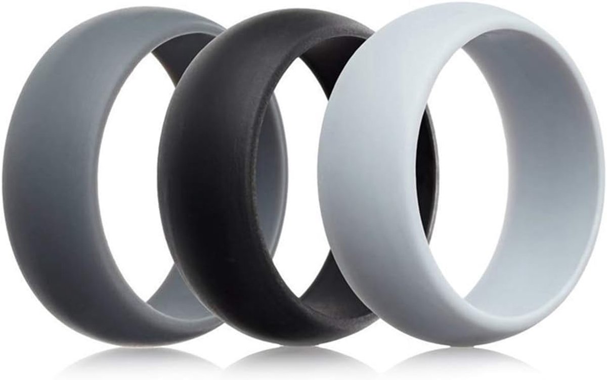 Ringen, 3 Stks Heren Glanzende Siliconen Stapelbare Bruiloft Ring Meerdere Kleuren Gevlochten Rubber Band voor Mannen Sport, Werken, Fitness, Oefening, Zwemmen