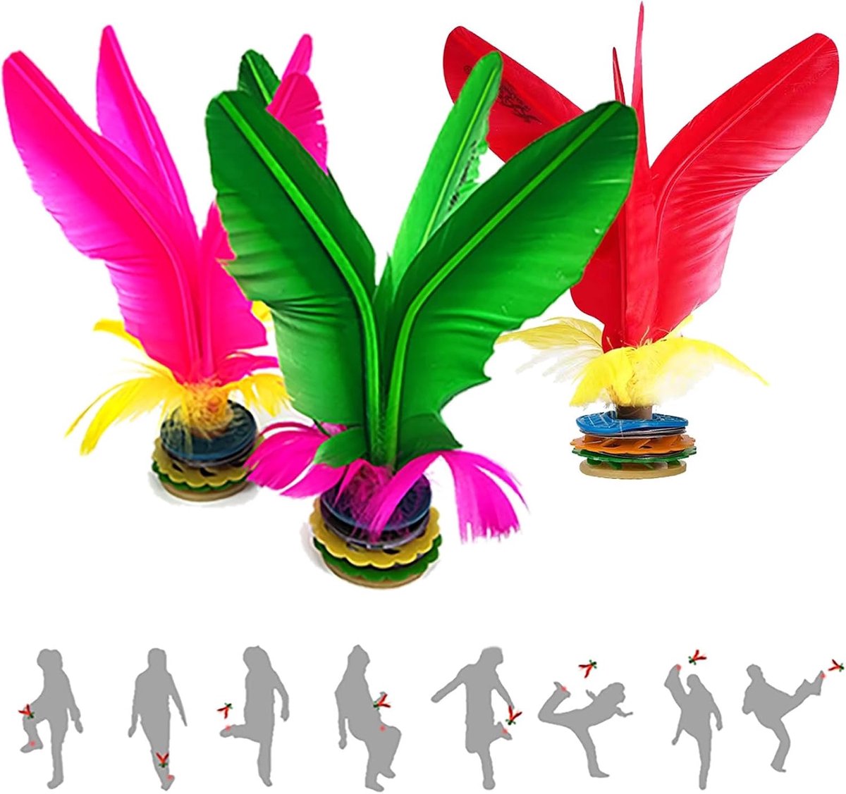 Shuttle, voet Shuttle, Chinese Jianzi, Veer Voetbal gemonteerd, Kleurrijke Feather Kicking Shuttle voor Voetoefening Sport Game, kick veer bal buiten of binnen