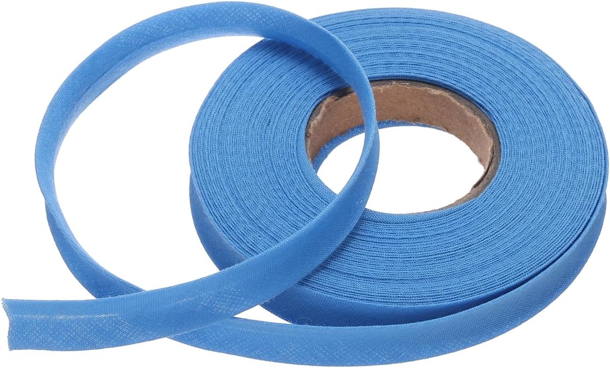 12 mm biasband met één vouw, doorlopende biasband van polyester en katoen voor naaien, knutselen, binden, stof, zoom handwerk (blauw, 9 m)