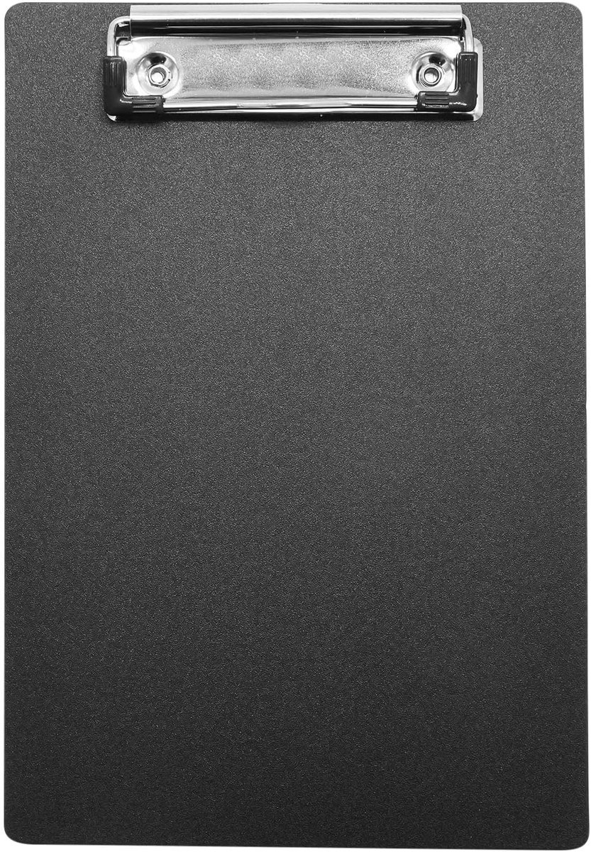 SnelShoppen - Kleine Plastic Clipboard A5, Zwart, Mini 6 x 9 Inch, Stevige Clipboard met Stalen Klem voor Documenten, Facturen en Notities