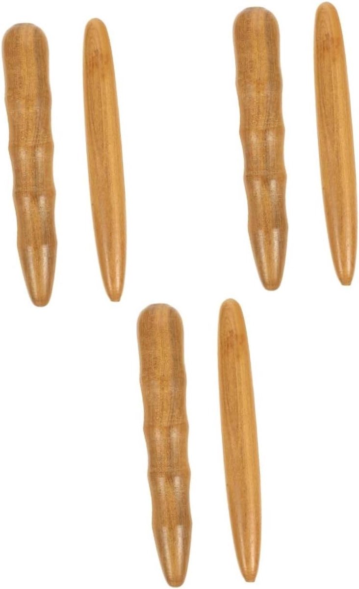Houten Massagestokken - Gezichtsmassager Stimulator - Spierontspanning Bevorderen - Ergonomisch Ontworpen - 11.5 cm - Lichtbruin