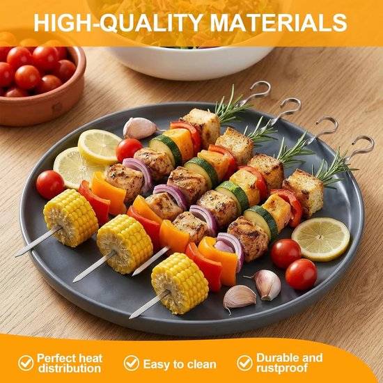 Set van 10 RVS Grillspiesen, Herbruikbare Metalen Spiesen voor BBQ, Perfect voor Kebabs, Vlees en Groenten, Lengte 43 cm, Ideaal voor Buiten en Tuinfeesten van Everdure — afbeelding 3