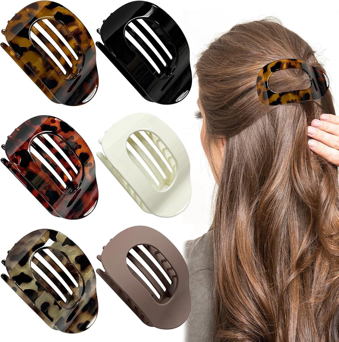6 stuks haarclips voor dames, antislip, voor dames, zeer resistent, haaraccessoires, matte en sterke grip, voor lang, dik en krullend haar