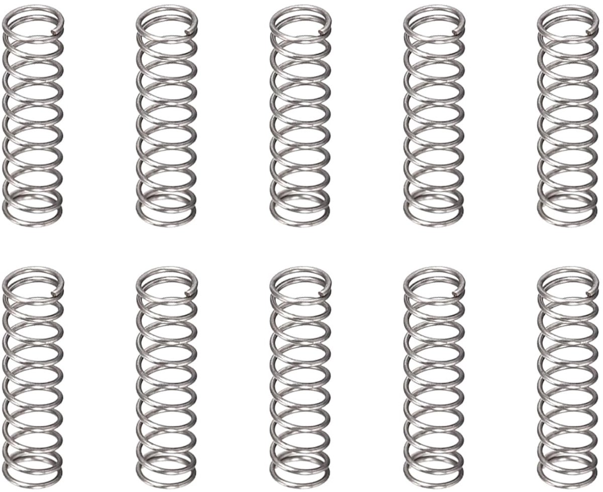 0,4 x 4 x 15 mm (DxOD x L) drukveer – 10 stuks – goed voor machines –