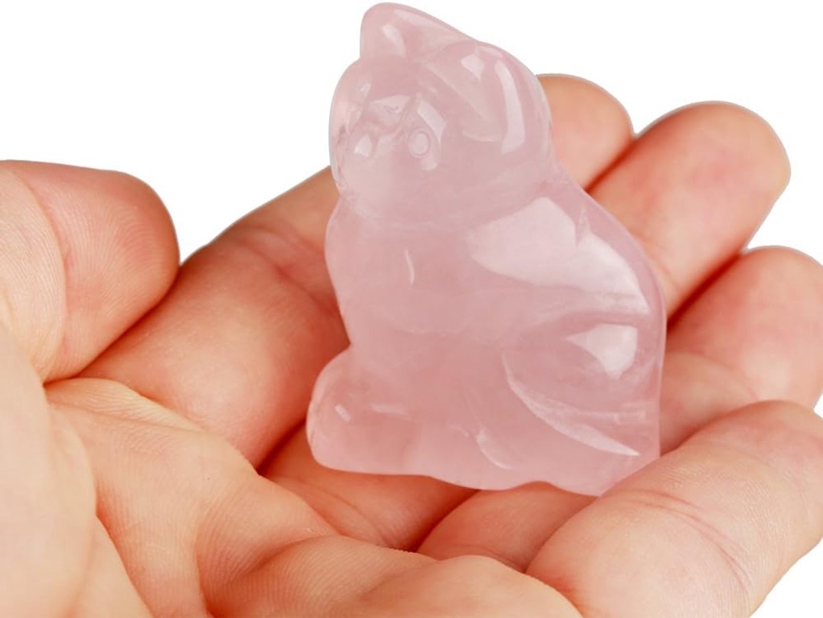 rozenkwarts, cat-shaped natural crystal decoratie voor huis en kantoor