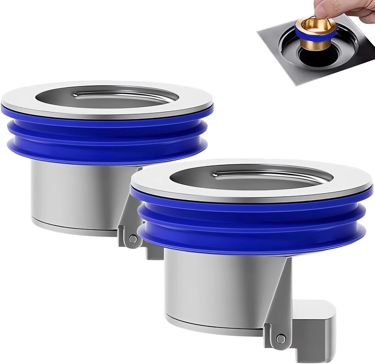 2 stuks Douchevloer Afvoer Terugstroomsnijder Magnetische Levitatie Eenrichting Afvoerklep Vloer Afvoer Inzetstuk Afvoerplug Messing Snelle Afvoer Douche Past Kaliber 32MM-42MM (Zilver)