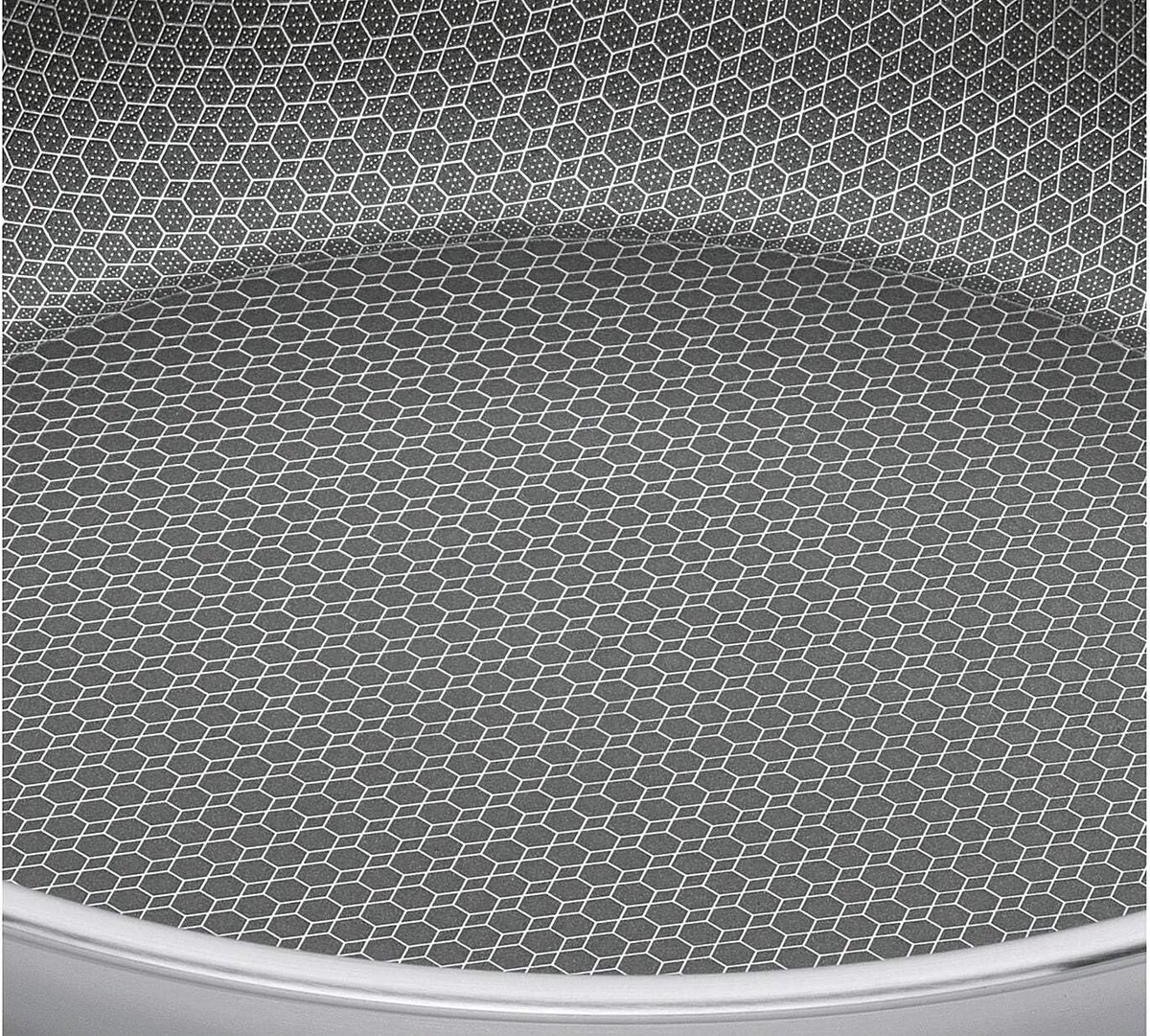 Vulcano Cut Resist Pure Serveerpan, diameter 28 cm, roestvrij staal, antiaanbaklaag, 100% PFAS vrij, geschikt voor inductie, 5 lagen meerlaags materiaal, krasbestendig, ovenvaste serveerpan