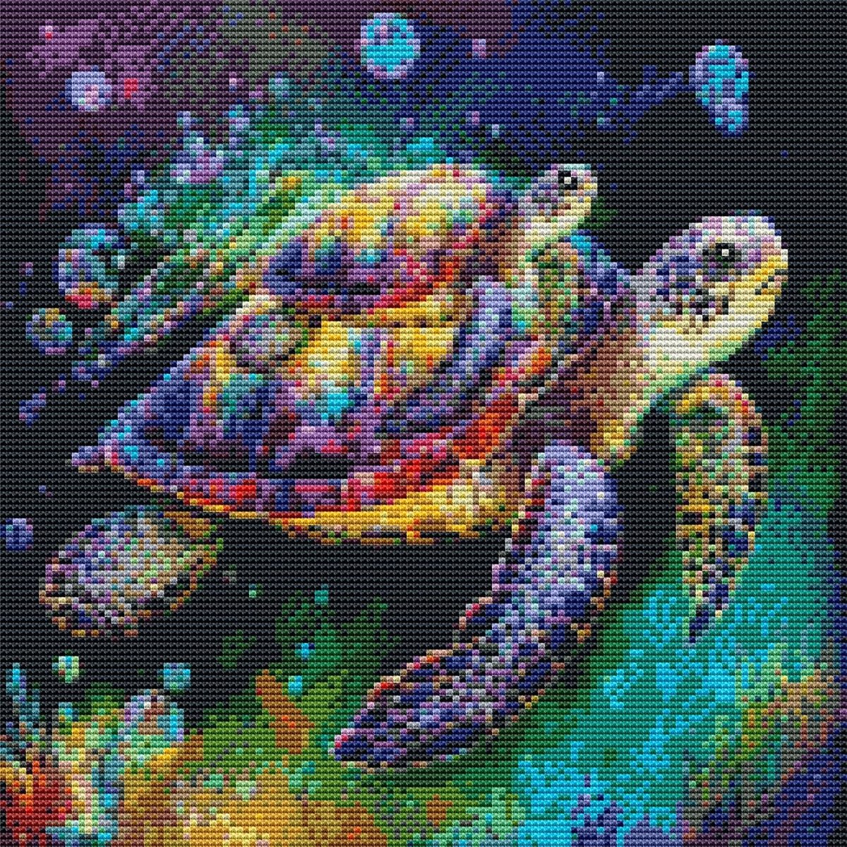 Borduurpakketten voor kruissteek Schildpad moeder en baby gestempeld met bedrukt patroon starterskit (schildpad)