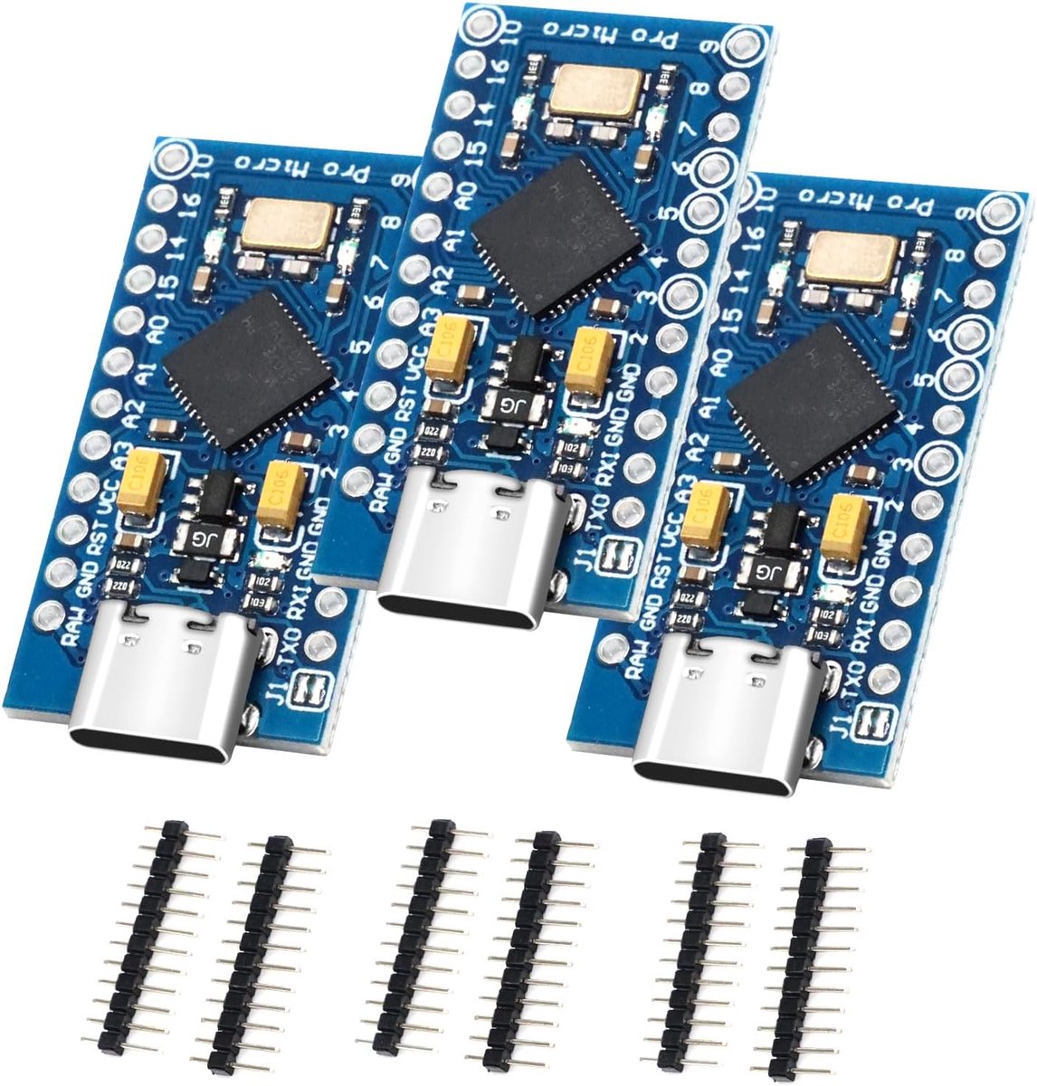 Microcontroller Met 32u4-Chipmodule, 3 Stuks 5V/16 MHz Ontwikkelingsboard, Zelf-USB-Updater, Type C-Interface, Compatibel Met Arduino