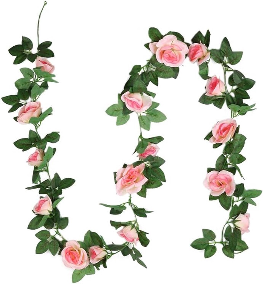 Kunstbloemenslingers, 1 stuk, 240 cm, rozerood rozeroodslinger, vintage rozenslinger, voor thuis, muur, tuin, bruiloft, boogdecoratie (16 bloemen, champagnekleur)