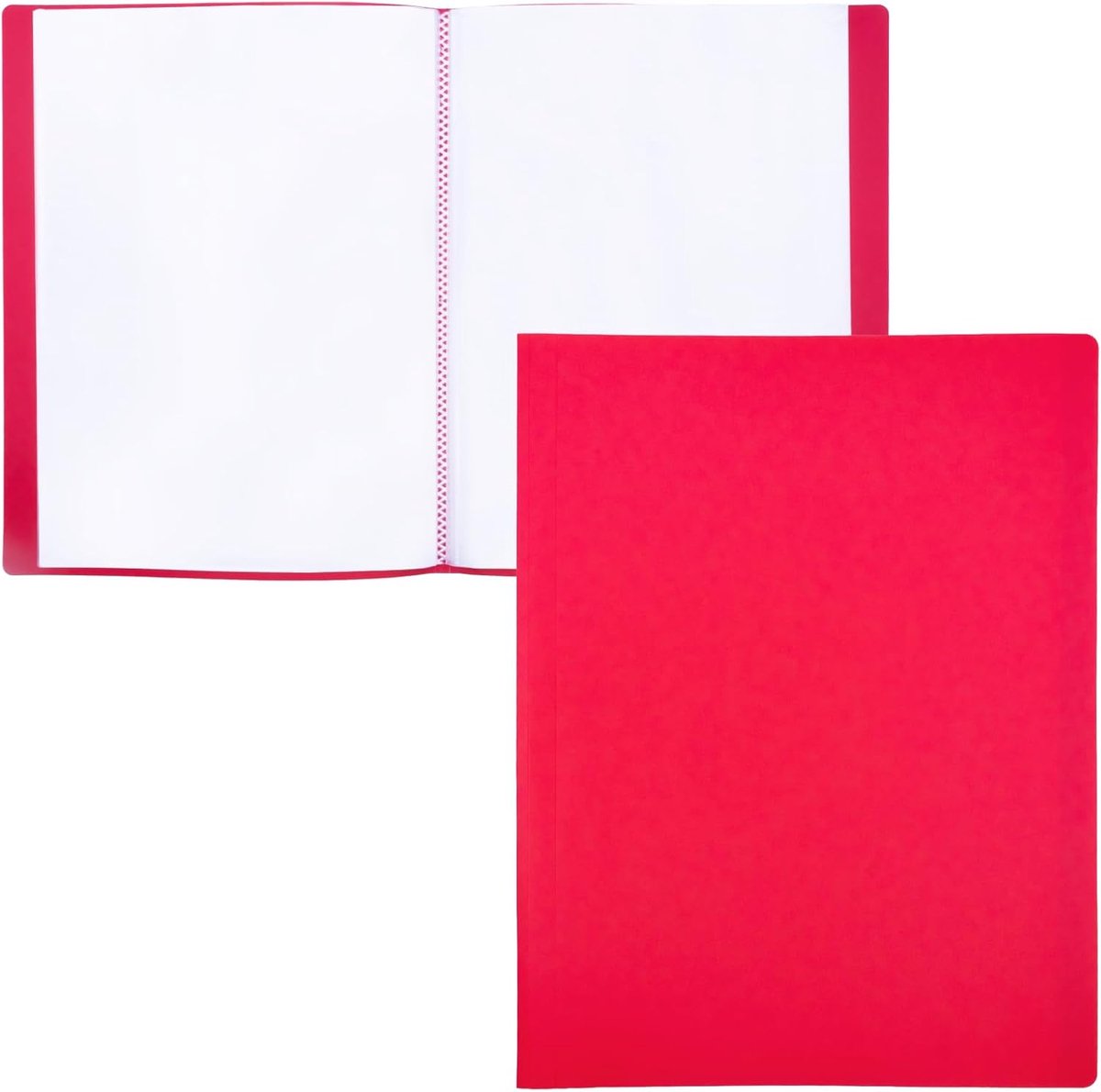 PAPER - A4-documentenmap van 100% biologisch afbreekbaar polypropyleen, transparante documentenhoezen voor thuis en op kantoor (A4, 10 hoesjes, rood)