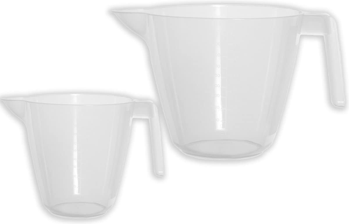 Maatbeker set 1000 ml en 2000 ml - kunststof - duidelijke schaalverdeling - ideaal voor nauwkeurig afmeten - SnelShoppen