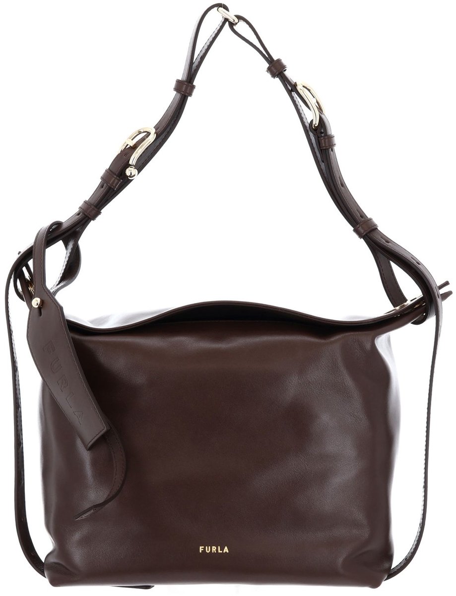 FURLA Leren schoudertas Ginevra Shoulder Bag Espresso donkerbruin