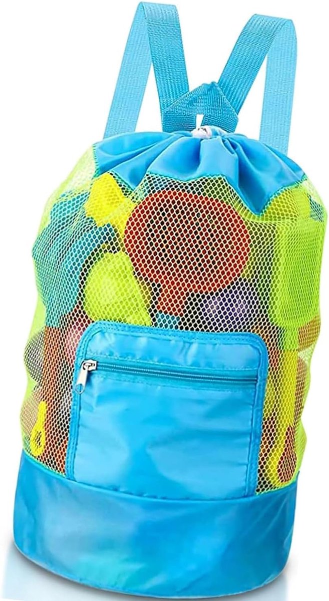 SnelShoppen - Mesh Speelgoedtas voor Kinderen, Ideaal voor Zand- en Water Speelgoed, Rugzak met Draagriemen, Praktische Trekkoord Sluiting, Perfect vo