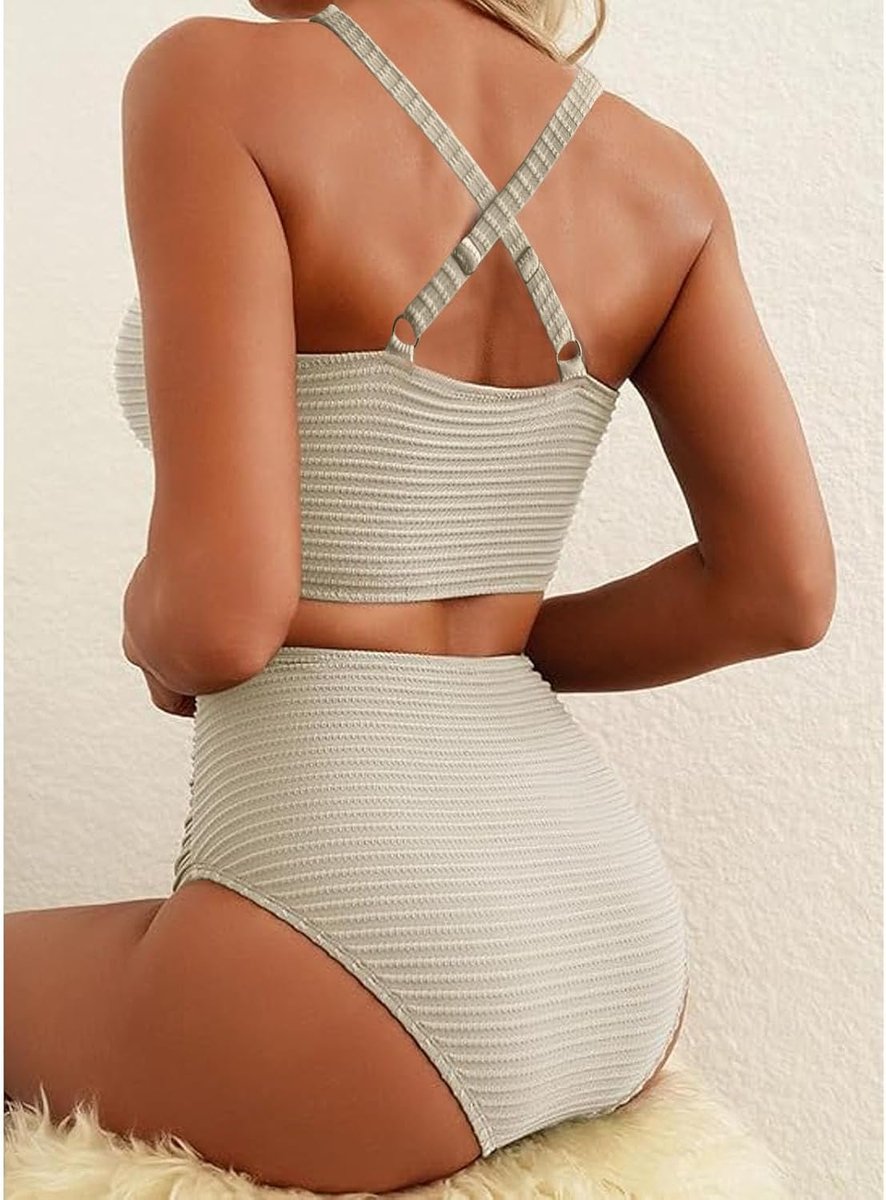 Badpak voor dames, push-up, gevoerde beha, bikini, V-hals, badpak