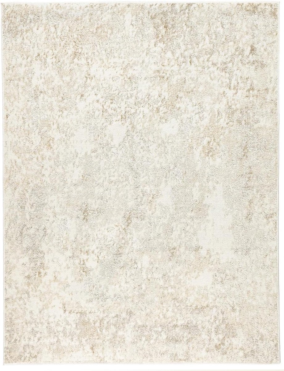 SnelShoppen - Modern Vloerkleed 200 x 300 cm, Hoogpolig, Witte/Beige Kleur, Voor Woonkamer, Slaapkamer, Eetkamer, Kantoor, Ondervloerverwarming, OEKO-