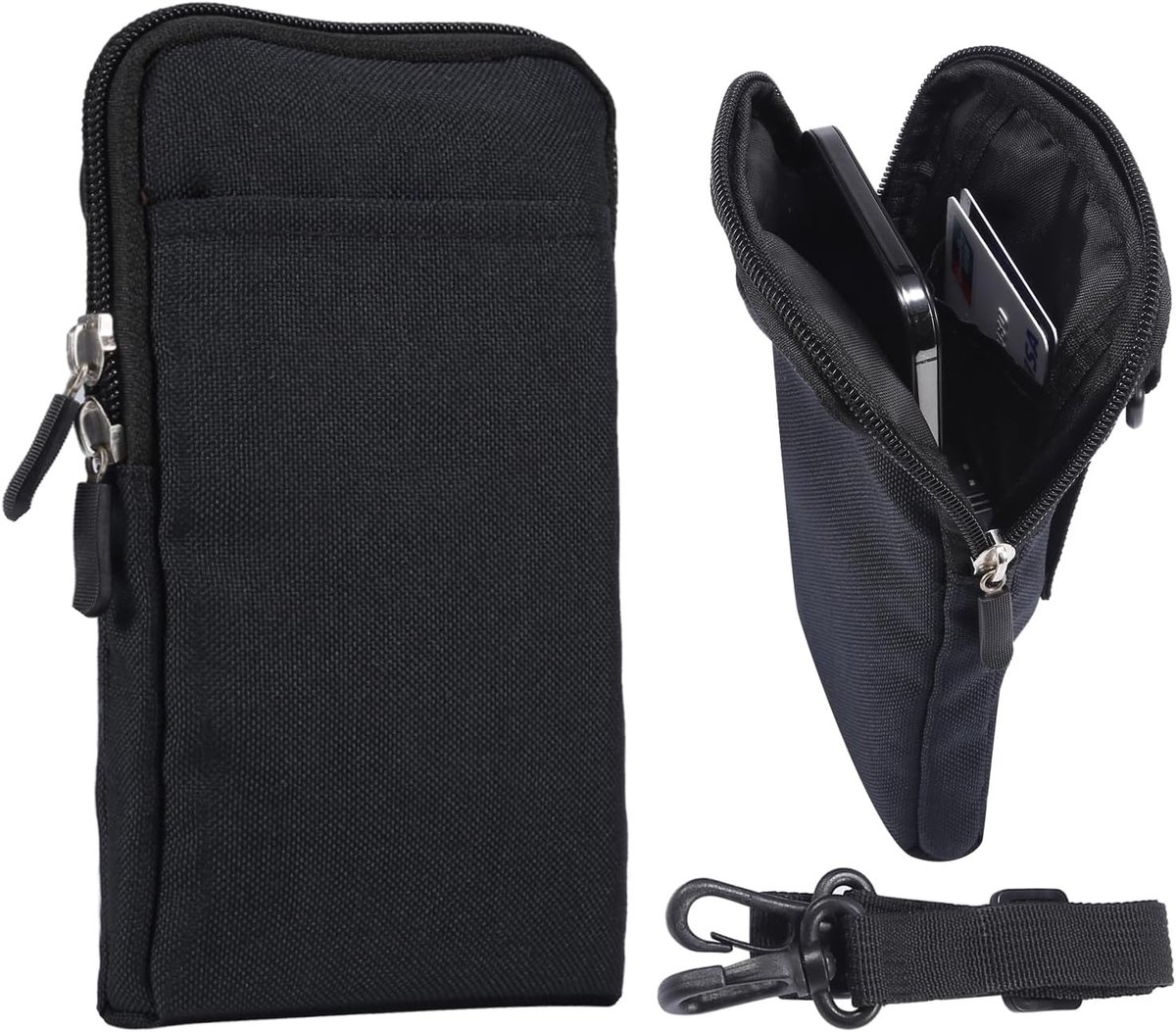 Heuptas voor mobiele telefoon heren klein, mobiele telefoon schoudertas heren, 6,5 inch universele mobiele telefoon schoudertas mobiele telefoon met riemlus heuptas buiktas portemonnee mobiele