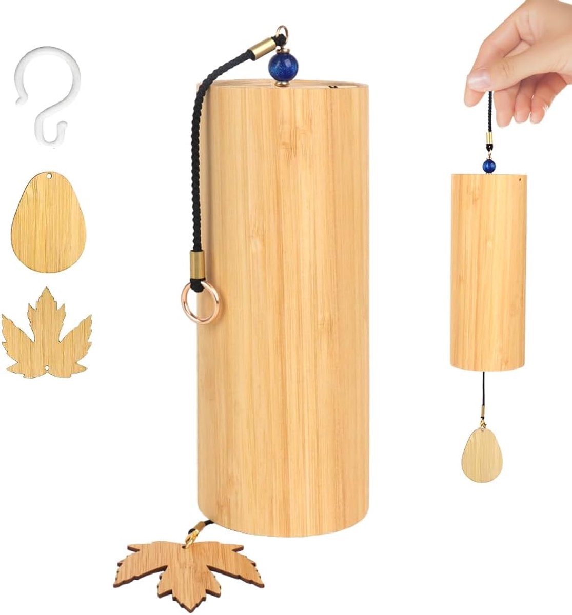 bamboe windgong, natuurlijk bamboe, klankspel van bamboe, Zen windgong voor buiten, hangend, meditatie, geluidsgenezing, yoga, huistuindecoratie (D-akkoord)