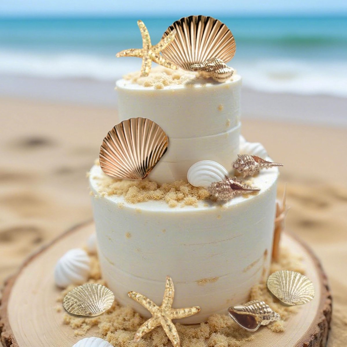 goud zeeschelpen zeedier taartdecoratie verjaardag oceaan thema taarttopper | goud zeeschelpen zeedier taartdecoratie verjaardag oceaan thema taarttopper onderwater thema babydouche feestdecoratie